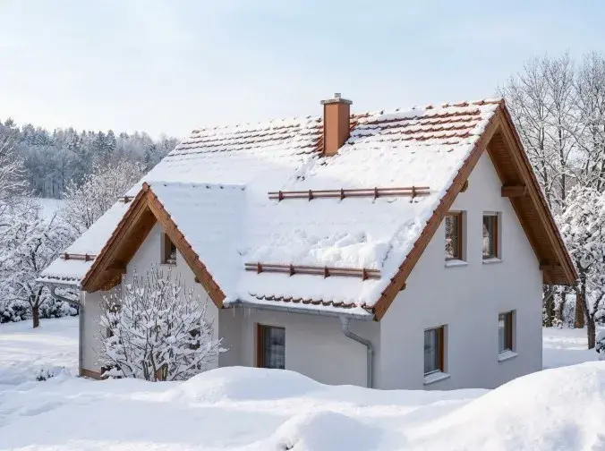 Protisněhové trubkové zachtávače na střeše s bobrovky. Odolný a stabilní výrobek JOKL..